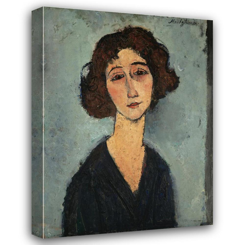"Jeune femme" par Amedeo Modigliani - Art mural sur toile tendue avec châssis, H 24 po x l 17 po