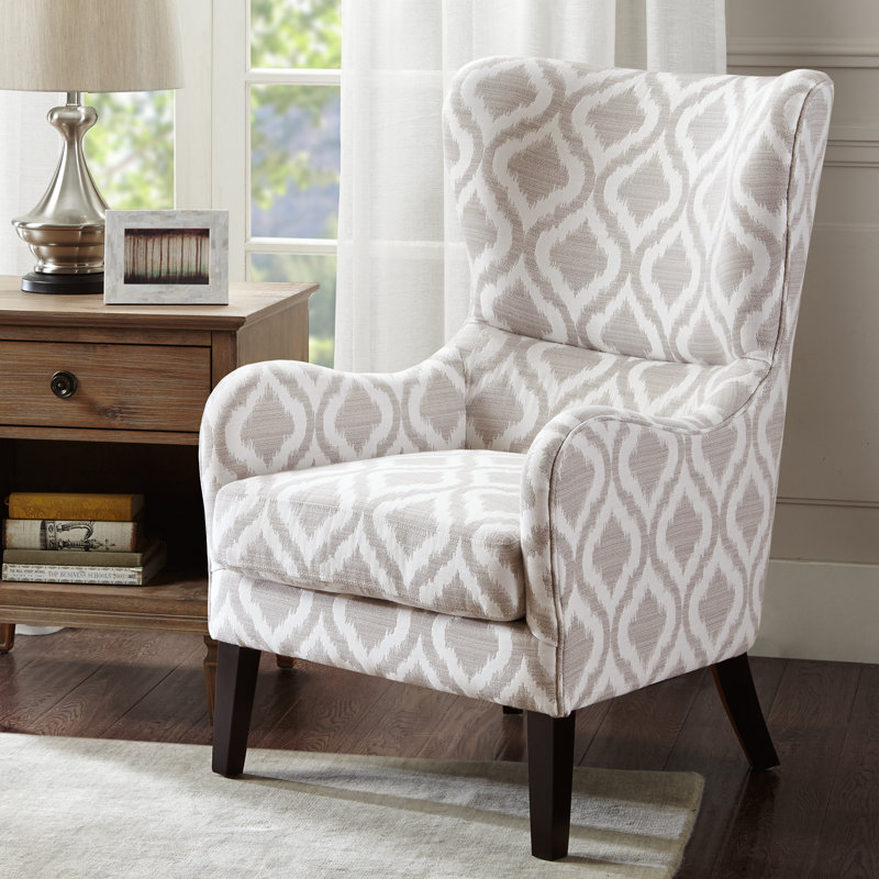 Fauteuil à oreilles de l 27,5 po Arshveer, Gris / blanc