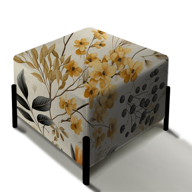 Botanical Flowers Rustic Charm - Repose-pieds carré botanique