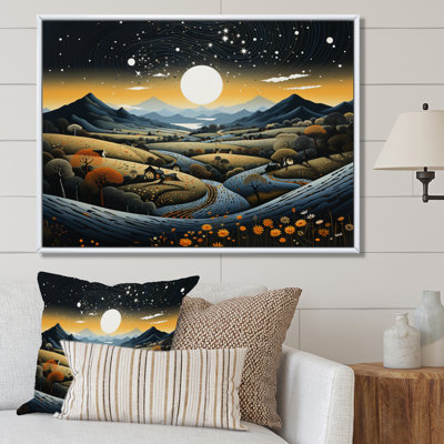 Bleu et or, paysage africain moderne V - art mural moderne sur toile