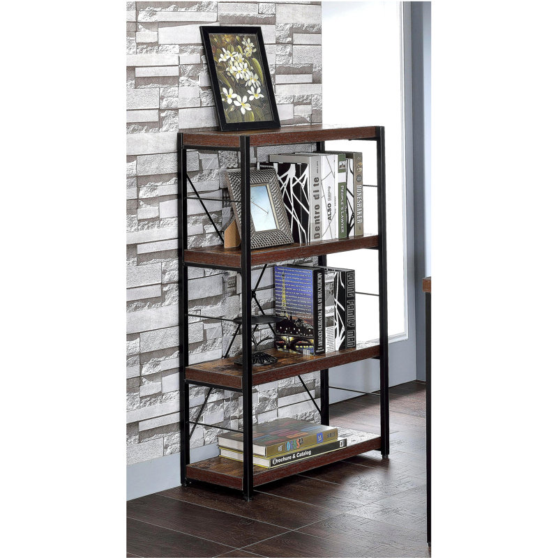 Weathered Oak & Black Finish Bookshelf, Oak