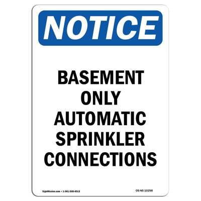 Basement Only Automatic Sprinkler Sign