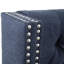 Tête de lit tapissier bleu marine pour grand lit, bouton avec double décoration cloutée, pieds en métal réglables noirs, assemblage requis, capitonnage et garniture inclus avec outil, revêtement, pieds noirs, ensemble-815420664