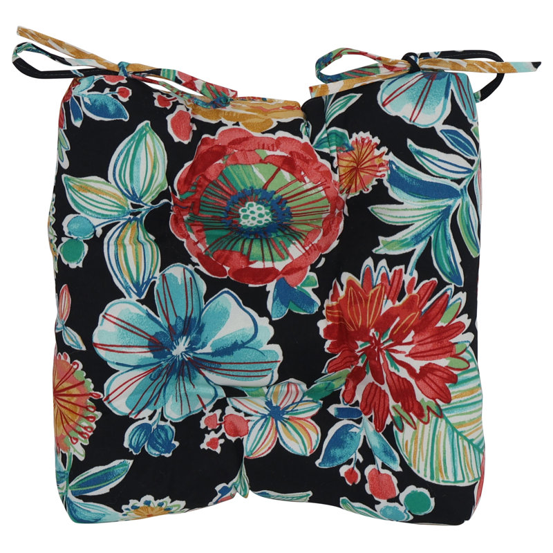 Coussin de chaise Adirondack d'intérieur / d'extérieur, Noir / rouge / orange floral