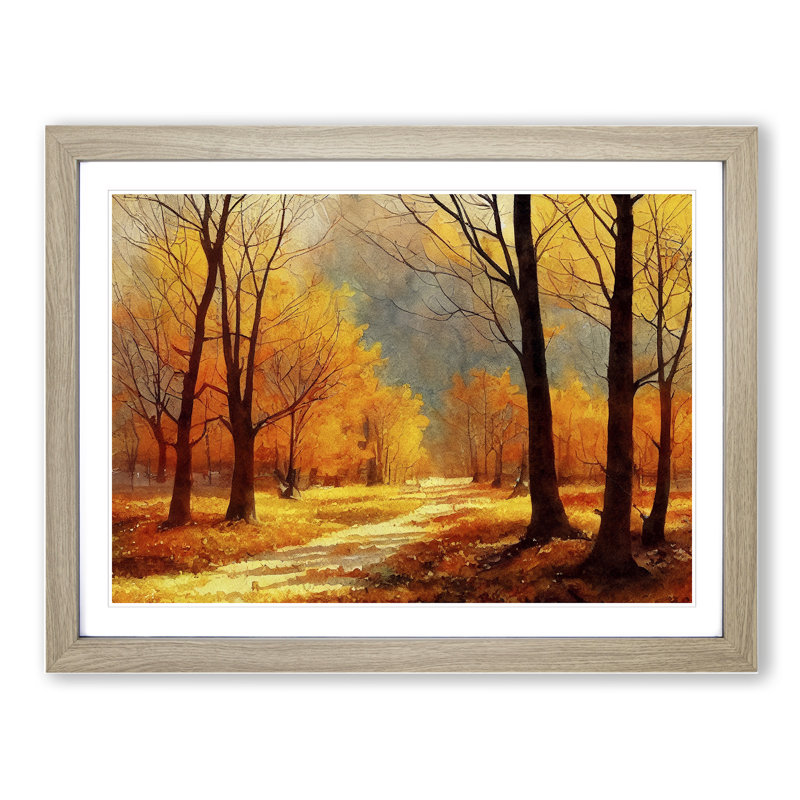 Forest In Autumn Vol.3 - Single Picture Frame Print, 46cm H x 64cm W x 2cm D, Oak Framed