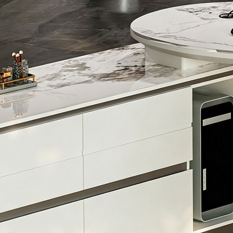 L-Shaped Stone Executive Desk, Left Cabinet