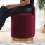 Luxurious Claret Red Pouffe, 19.7 x 17.7 x 27.6 inches | 100% Velvet Upholstery, 35 DNS Orthopedic Sponge | Sturdy Wooden Legs, Supports Up to 352 lbs | Ideal for Baroque, Bohemian & Glam Décor, Perfect for Hotels & Homes-1075247413