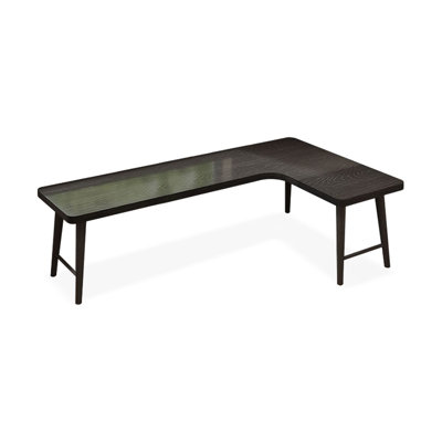 Black L-Shaped Solid Wood Writing desk