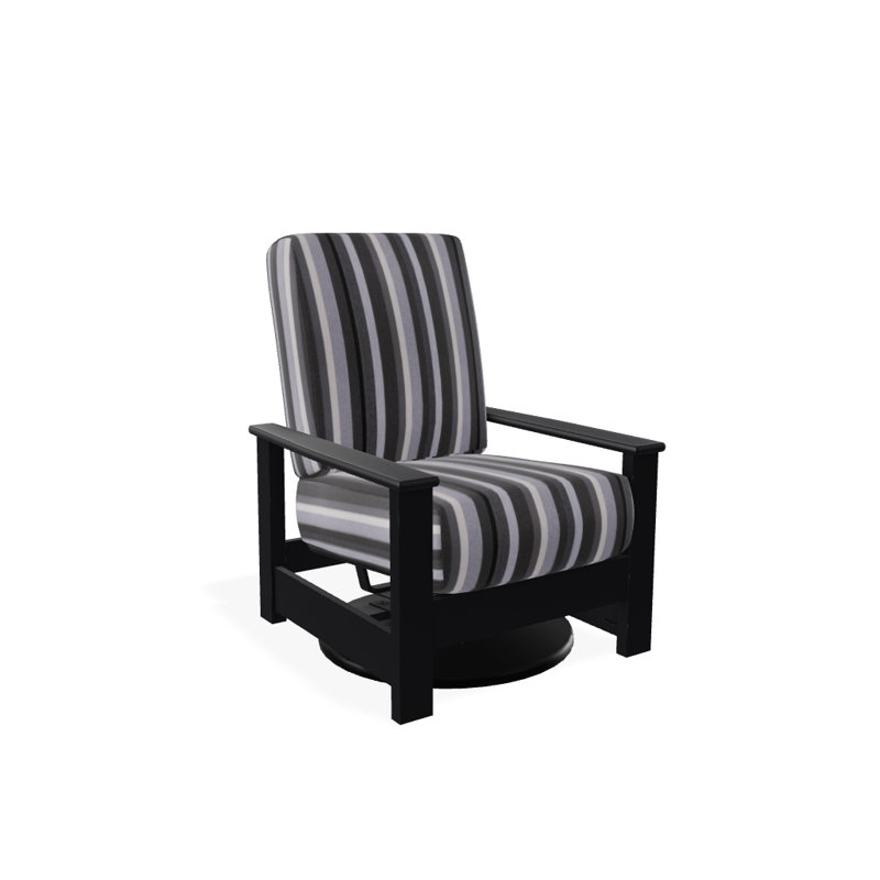 Leeward Marine Grade Polymer Deep Seating Cushion Swivel Hidden Rocker, Black, Sensory Granite
