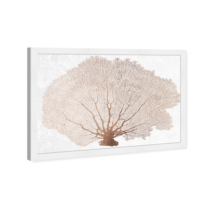 Copper Coral Fan - impression d'art graphique, H 10 po x l 15 po x P 2 po, Cadre blanc