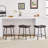 25.5''H Faux Leather Counter Stools Set of 3, Backless Saddle Counter Height Bar Stools with Metal Frame & Footrest, Black Brown-1351375798