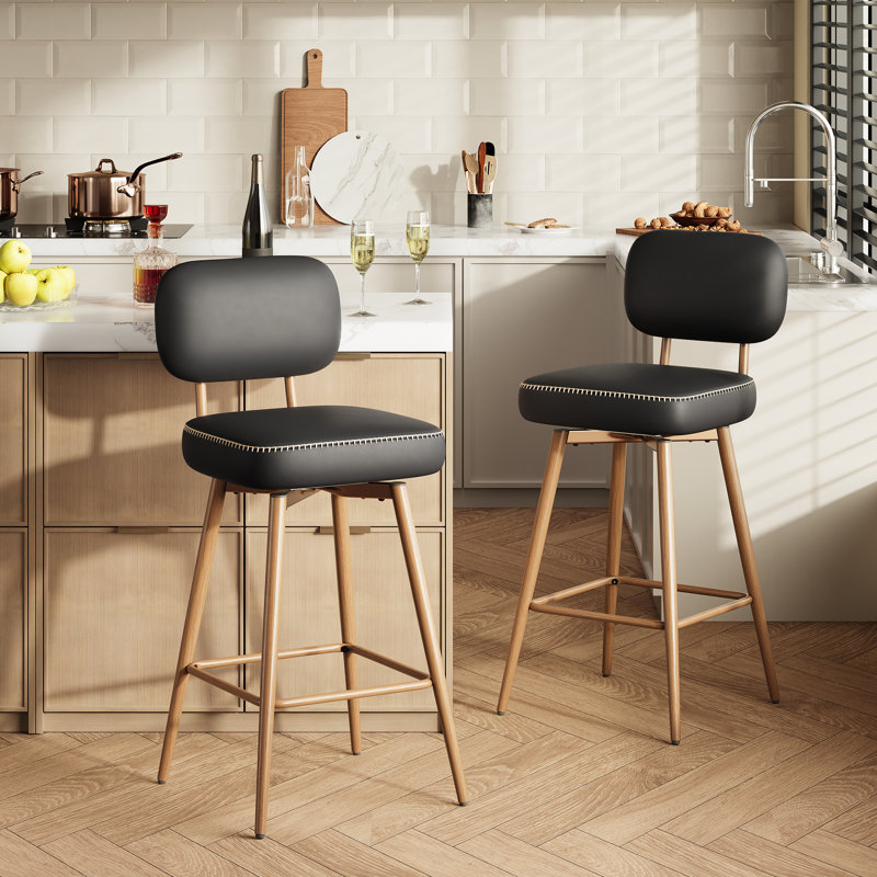 Tabourets de comptoir pivotants modernes avec structure en métal, Noir
