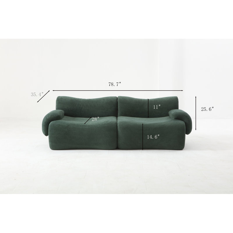 Causeuse, canapé modulaire incurvé modulaire;, H 25,6 po x l 78,7 po x P 35,4 po, 2, Vert