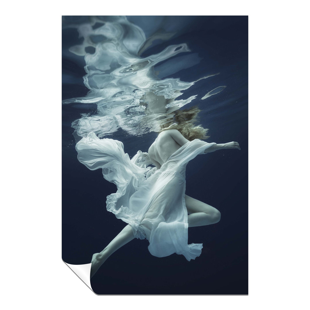 Panther Print Fine Art Prints Graceful Woman In A White Dress Underwater Artistic Unframed Poster, Pictures For Home Walls, Bedroom, Living Room & Bat