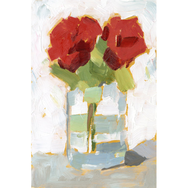 Cut Roses I by Ethan Harper - Painting, 122 cm H x 81 cm W, Black Floater Framed