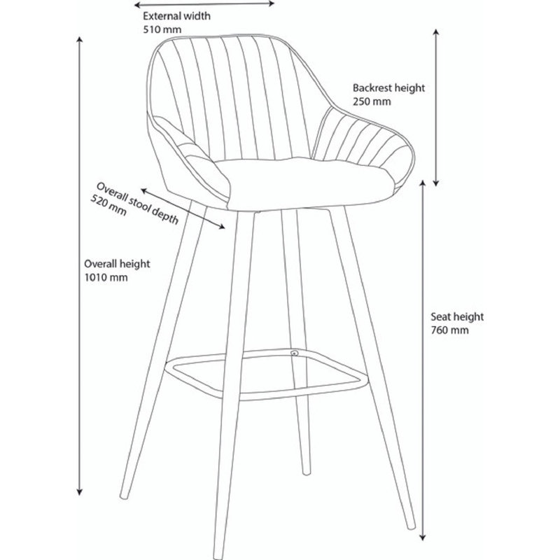 Cortright Bar Stool, Blue, 66cm 