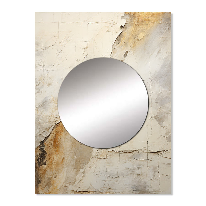«Flux Earth Minimalist Fossils II - Abstract Collages Unique Wall Mirror Decor», grand miroir moderne, impression d'art en métal