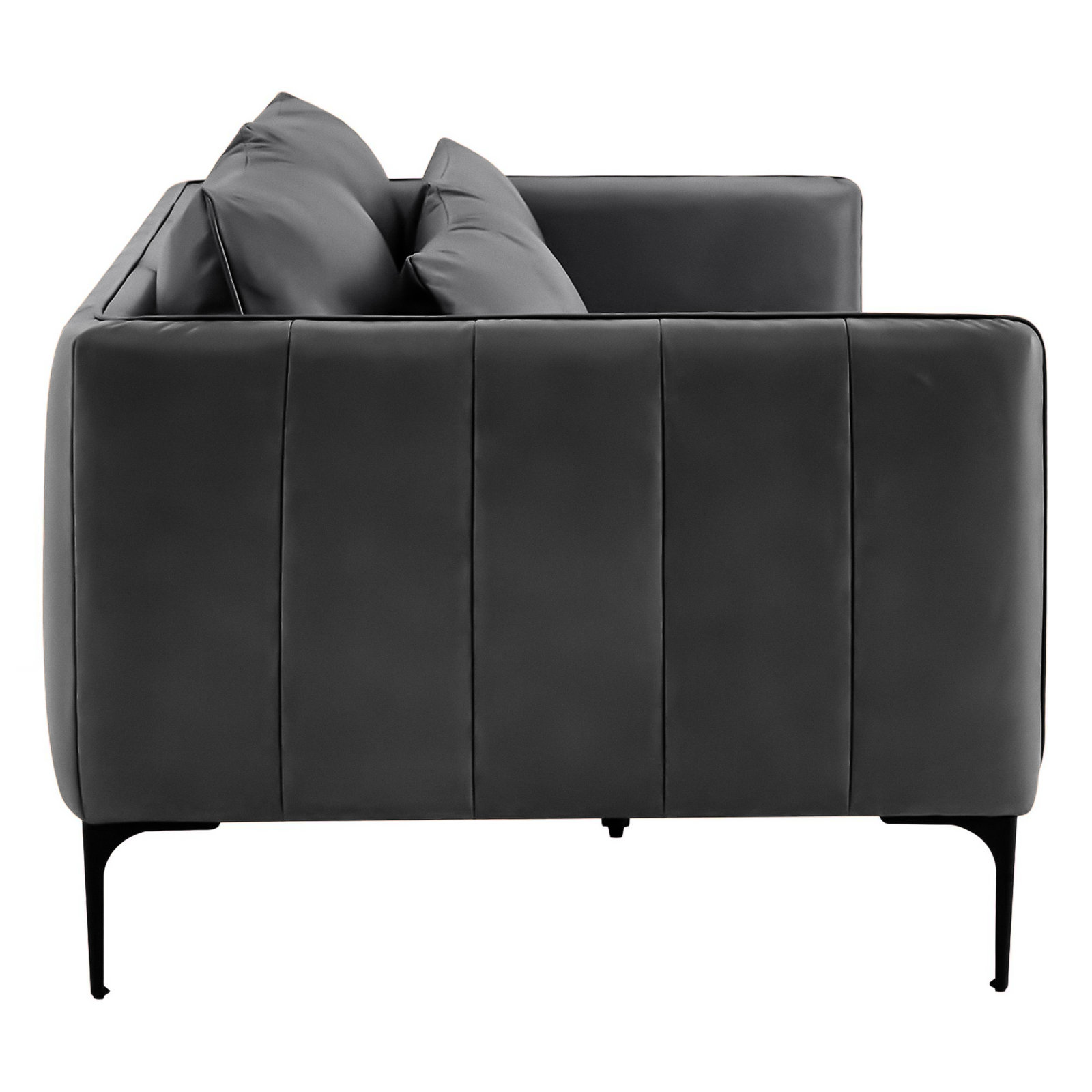 Rae Genuine Leather Upholstered Sofa, Florida Black Top Grain Genuine Leather