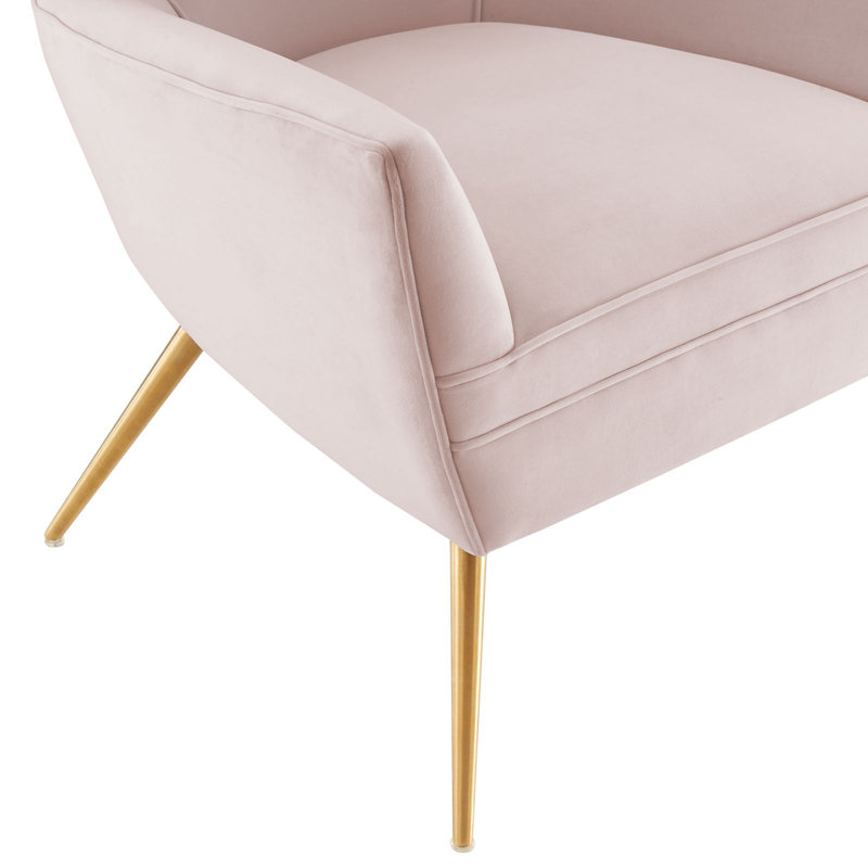 Fauteuil en velours capitonné Performance, Velours rose