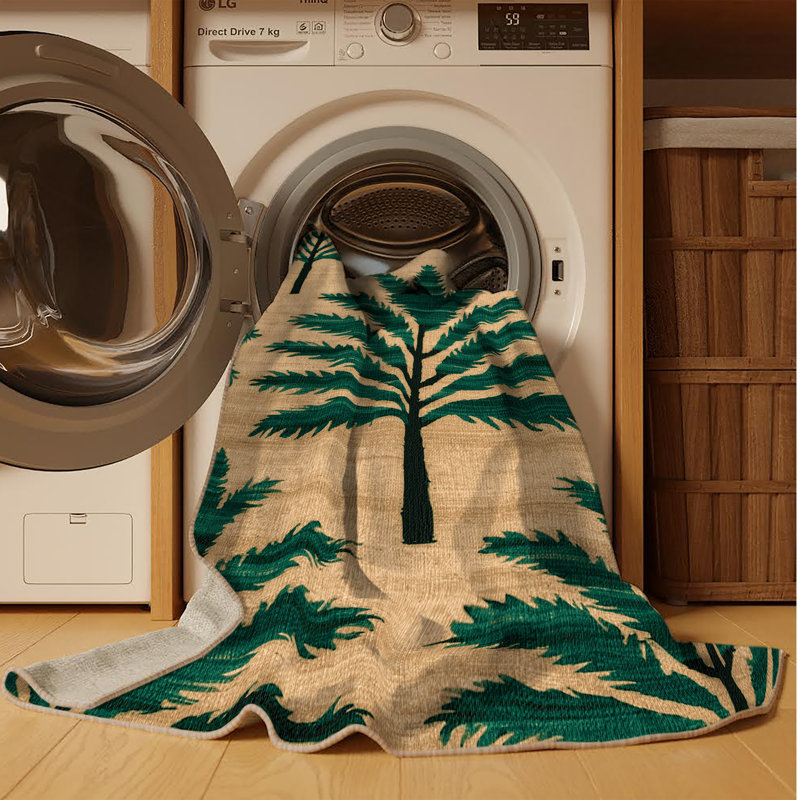 Tapis botanique brun lavable à la machine, Rectangle 2 pi x 3 pi