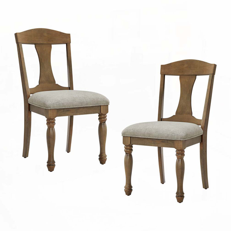 Wooden Frame Upholstered Dining Chairs set of 2, White Oak