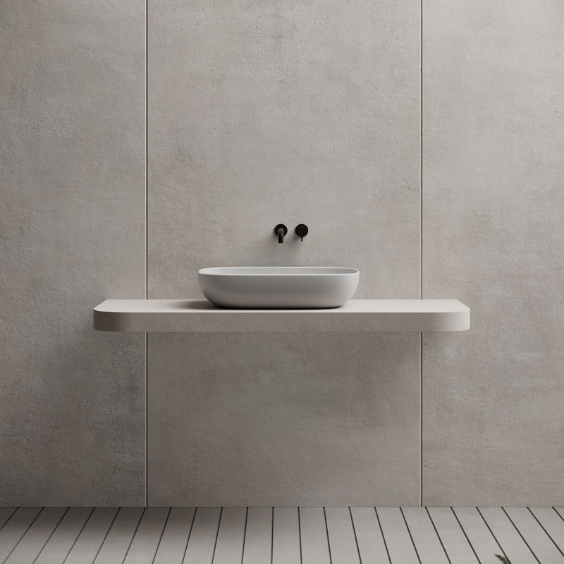 MonBlari 24" X 16" Rectangle Solid Surface Matte White Vessel Sink, Matte White