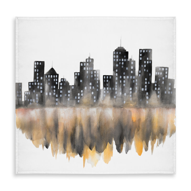 Yellow Watercolor Cityscape Tablecloth | Indoor Outdoor Decor