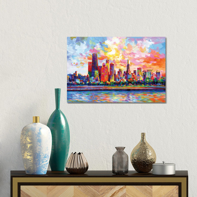 Horizon deChicago, Toile tendue, H 12 po x l 18 po x P 1,5 po