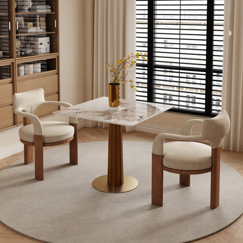 Ensemble de table de salle à manger 33 po Luxury Luxury Square, Beige