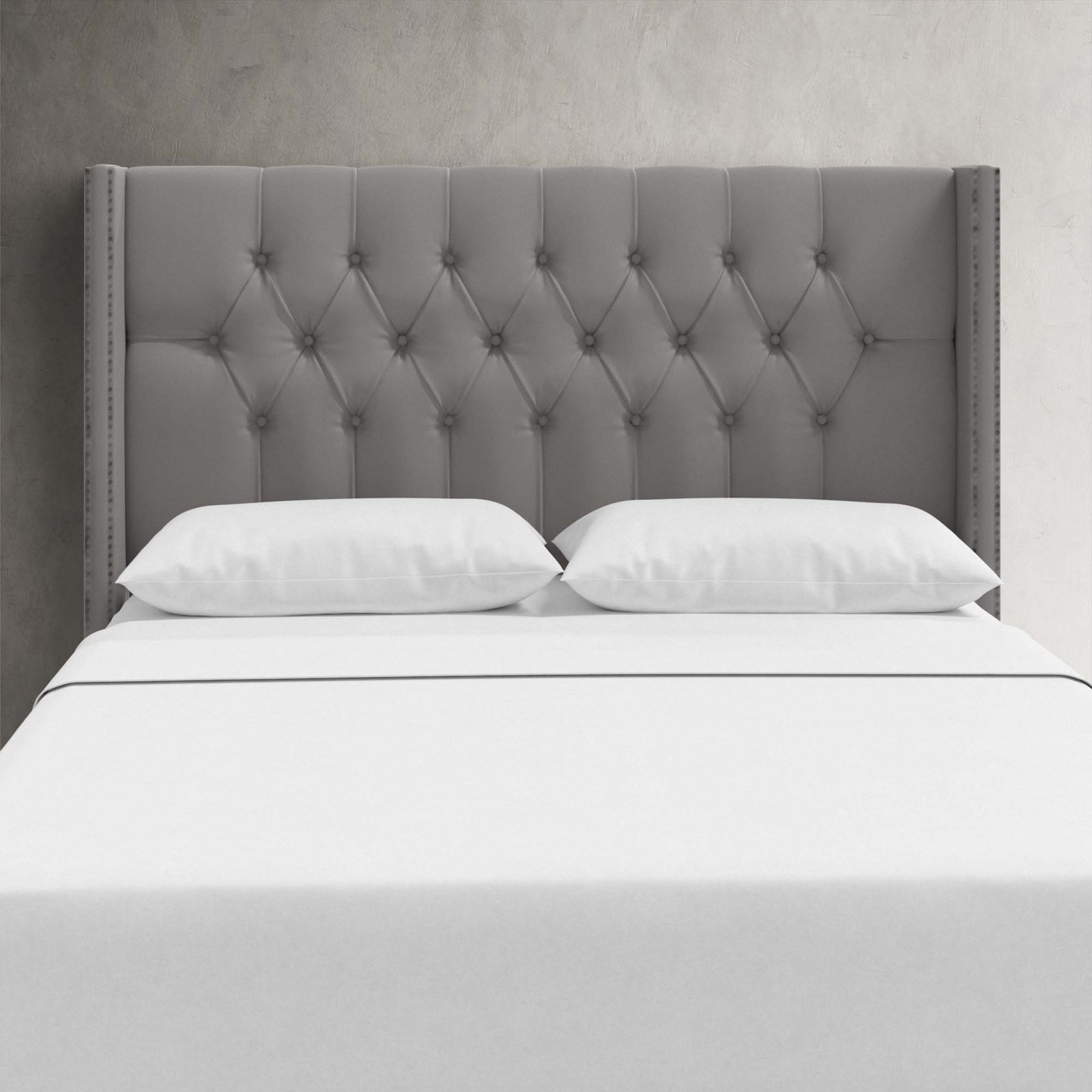 Knighten Upholstered Headboard, King, Classic Otter Performance Velvet