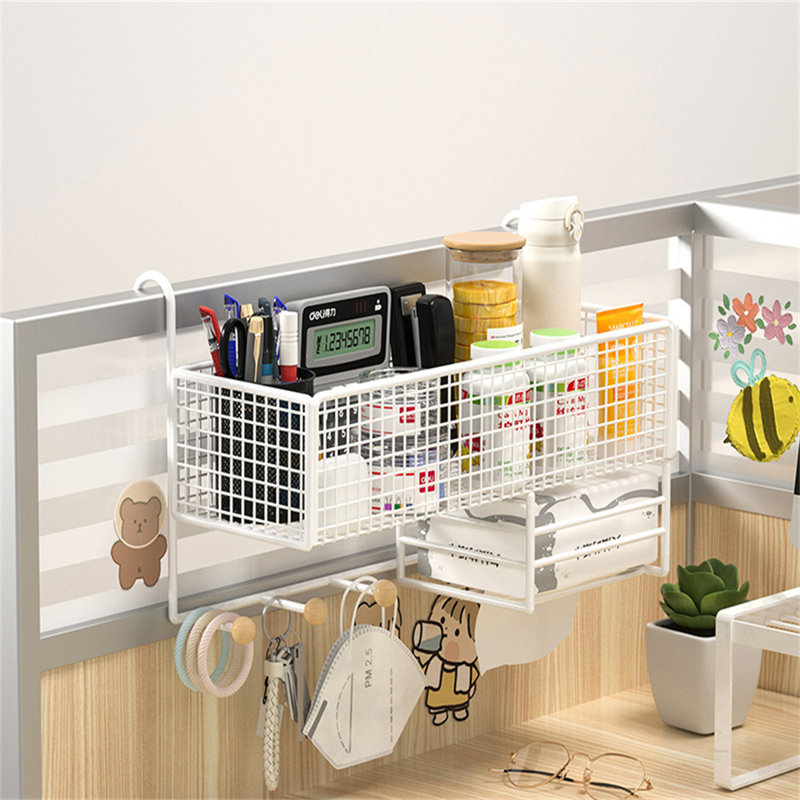 Organisateur de bureau en filet Dashiah, Blanc