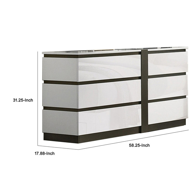 Commode double l 58,25 po à 6 tiroirs Saleigh