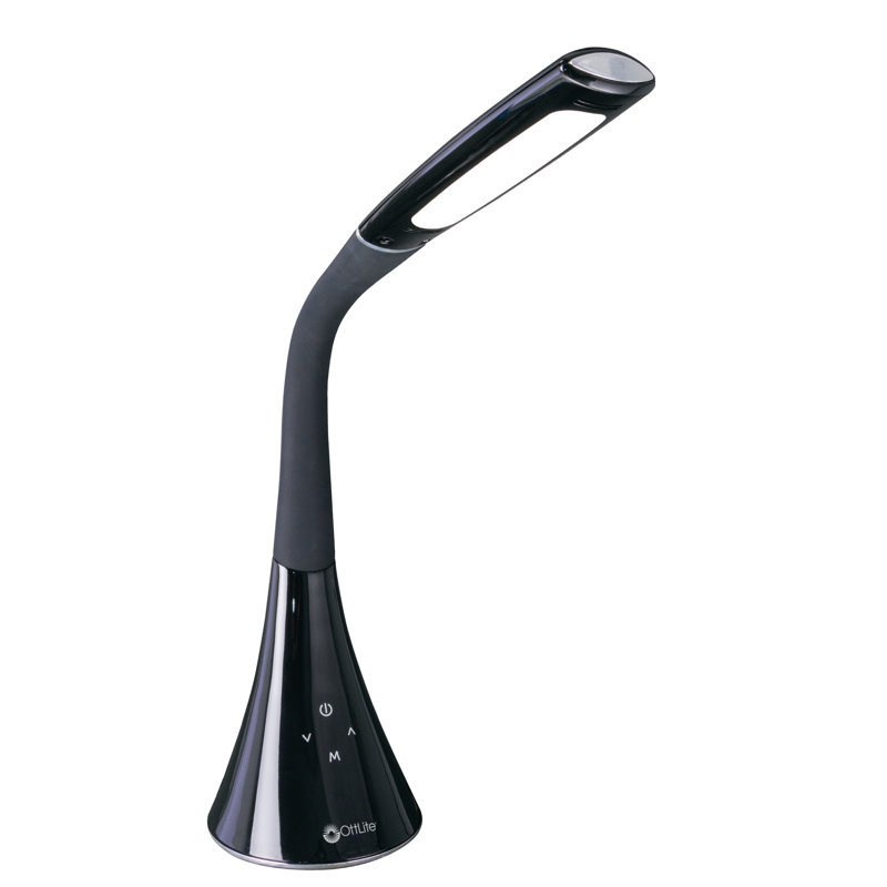 OttLite Swerve LED Desk Lamp with 3 Colours & USB, Long-Lasting ClearSun LED Light, Flexible Neck