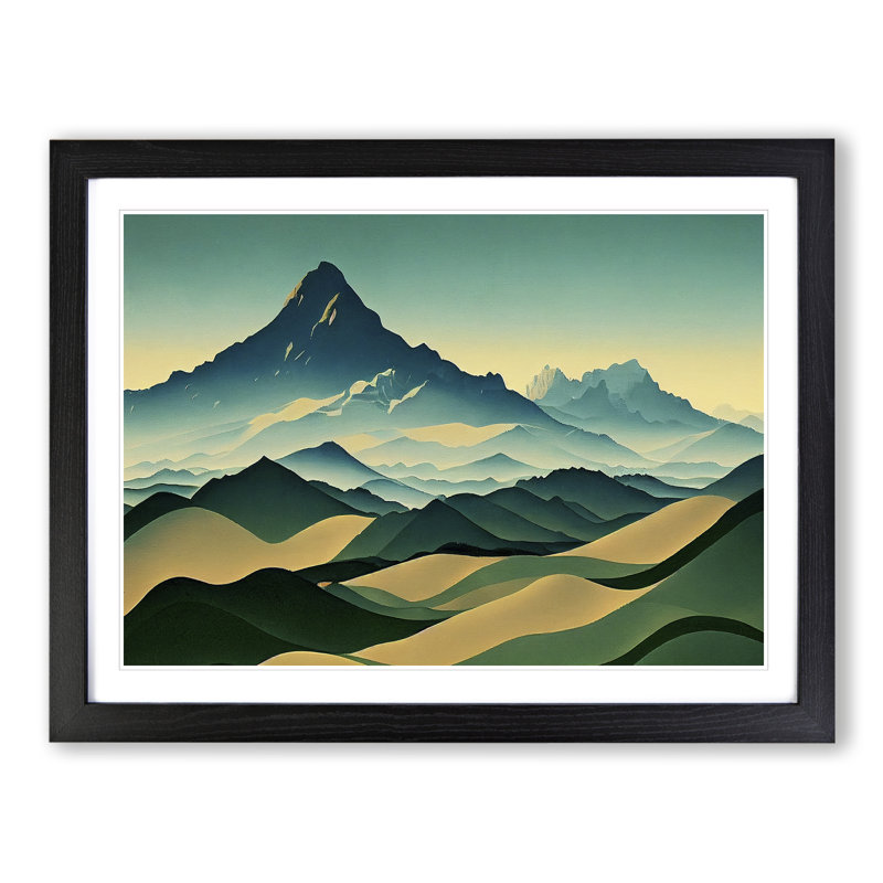 Riveting Mountain Sunrise - Single Picture Frame Print, Black Framed, 46cm H x 64cm W x 2cm D