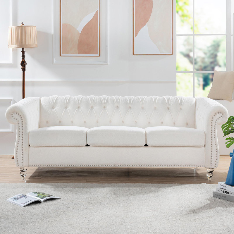 Canapé Chesterfield à accoudoirs roulés 3 places 84,65 po