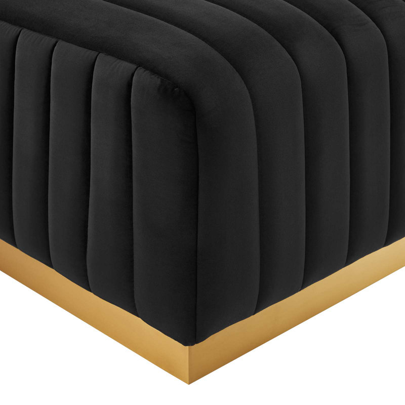 Canapé modulaire 4 pièces Conjure, Velours noir, Doré