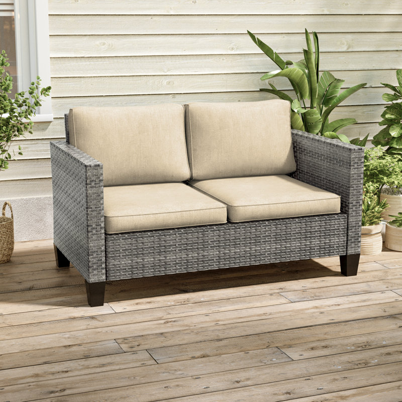 Canapé d'extérieur pour causeuse de patio, Gris, Beige