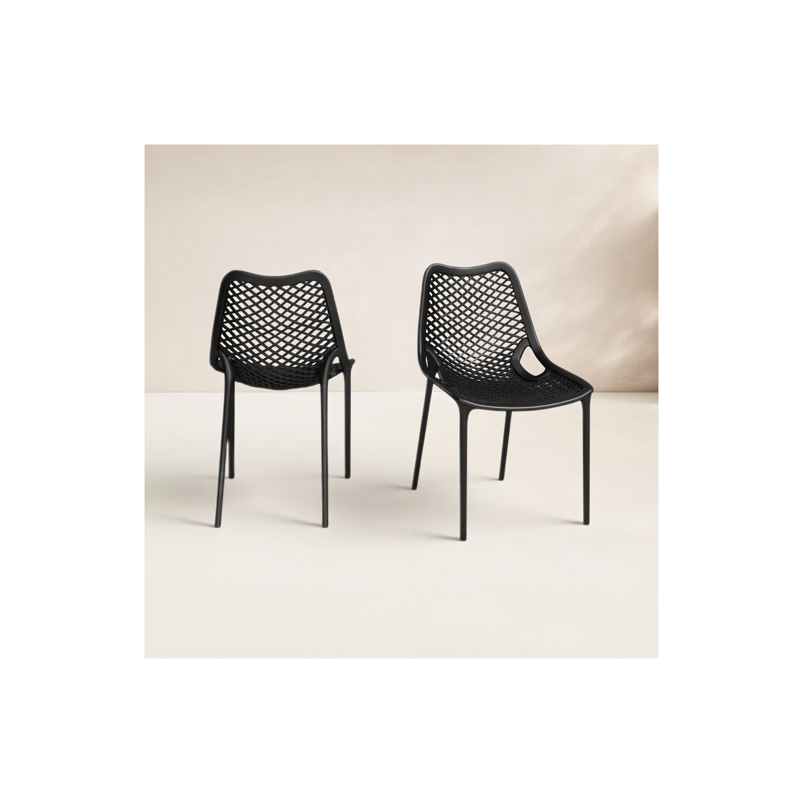 Farrah Premium All-Weather Outdoor Stacking Dining Side Chair, Black