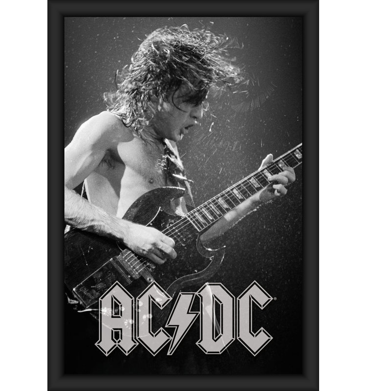 AC / DC - Affiche d'art encadrée Angus Live - 24 x 36 po - Cadre en bois d'ingénierie avec verre plexi
