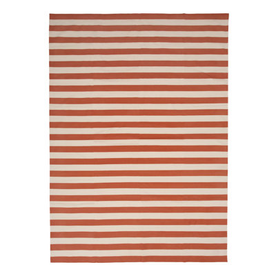 Orange & White Dhurrie Cotton Rug - 10' x 14'3"
