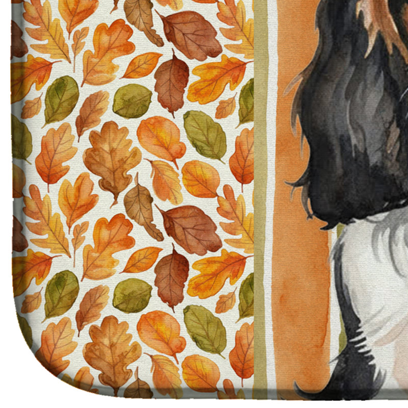 Tricolor Cavalier Spaniel Heirloom Fall Dish Drying Mat