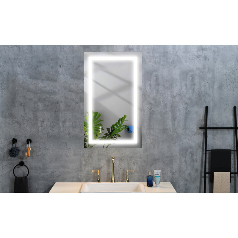 Miroir de salle de bain à DEL 40 po x 28 po à intensité variable, brouillard, 3 couleurs, fonction de mémoire, grand mur pour le maquillage, soins de la peau, modes de couleur de rasage avec fonction de brouillard, mémoire, soins de la peau