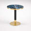 Table bistro Mid-Century ronde, petite table de salle à manger peu encombrante avec plateau en fausse pierre ultrabrillant résistant aux égratignures et base en métal robuste sans oscillation, table basse polyvalente idéale pour les petits appartements