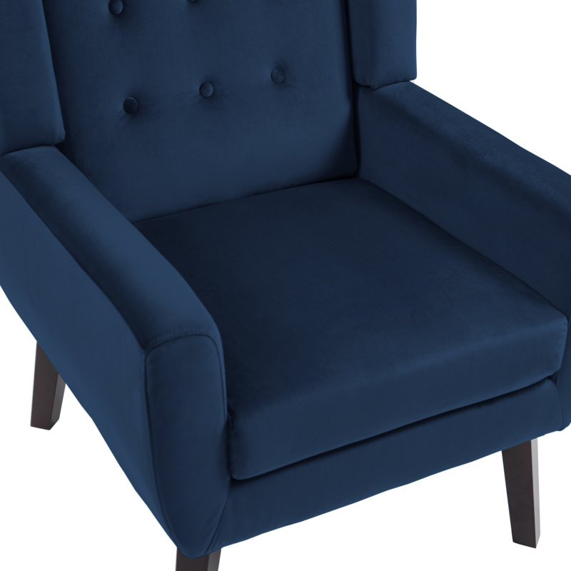 Fauteuil capitonné de 27,5 po de largeur Stephanny, Velours bleu royal