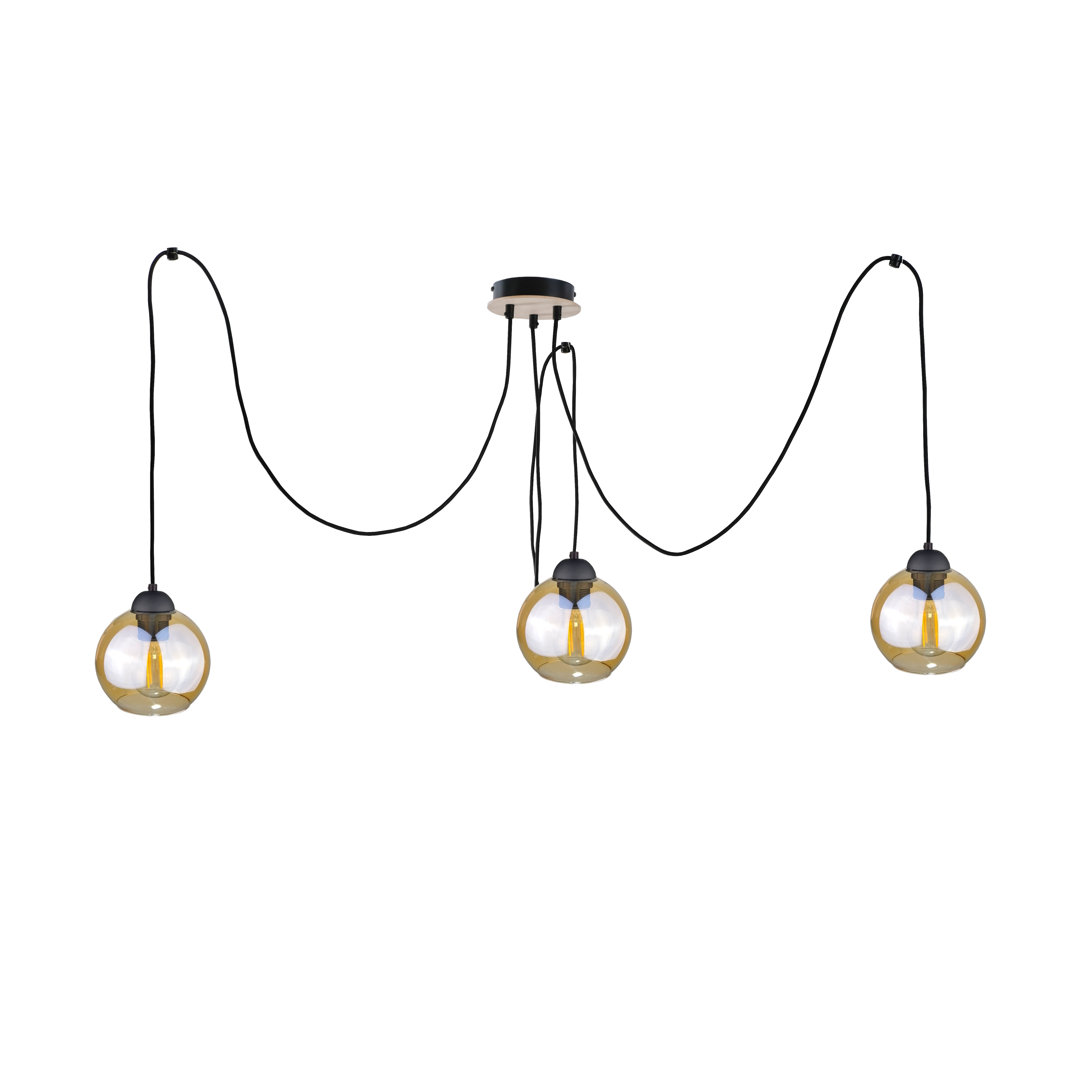 3 - Light Cluster Globe Pendant with Wood Accents
