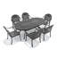 Ensemble de 7 pièces de mobilier de patio en aluminium coulé avec coussins rouges