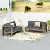 Rehgan 58.25'' Wood Outdoor Loveseat