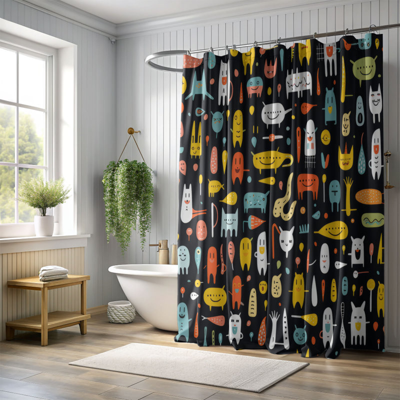 Animated Fun - Premium Shower Curtain, 74"H x 71"W