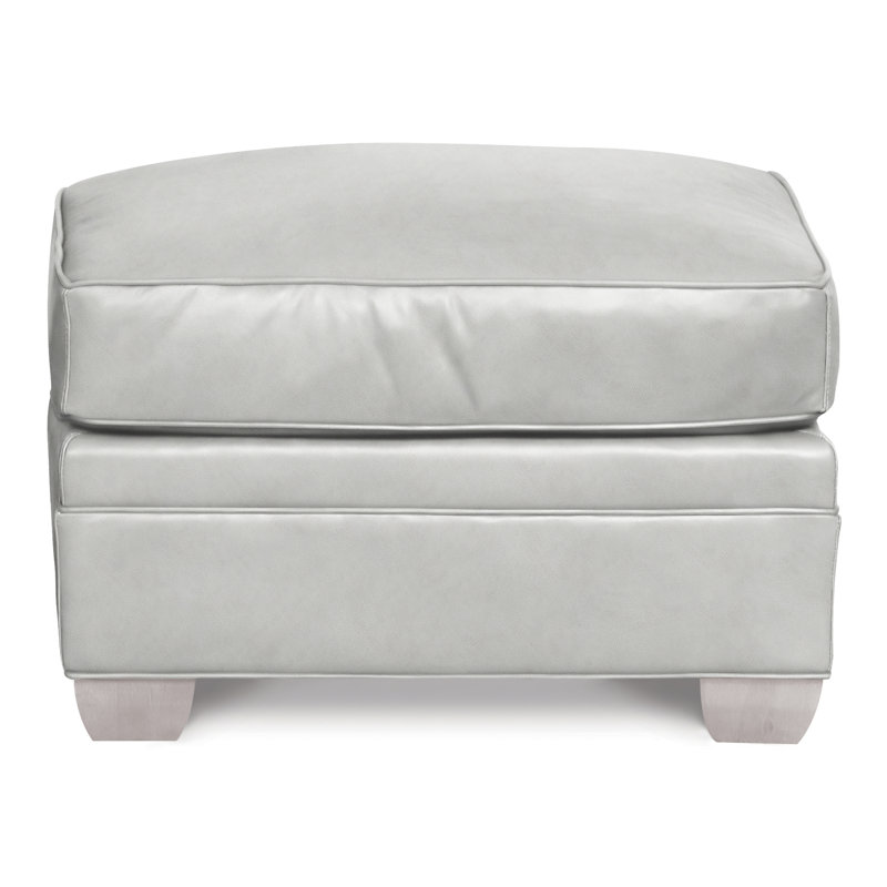 Repose-pieds American Bungalow 28 "Hillcrest, Gris colombe, Cuir véritable brun cassé Gatsby