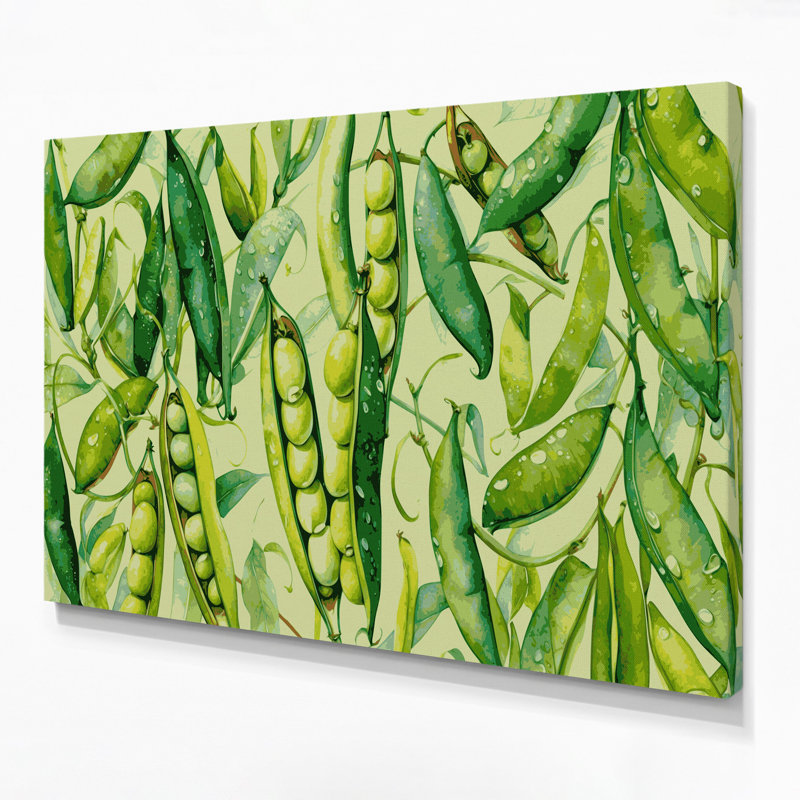Légumes, haricots de Lima, art mural sur toile vert frais, H 11 po x l 14 po